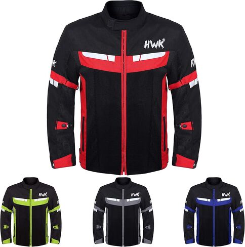 HWK Mesh Motorcycle Jacket Riding Air Motorbike Jacket Biker CE Armored Breathable (XX-Large, Red) in Kuwait