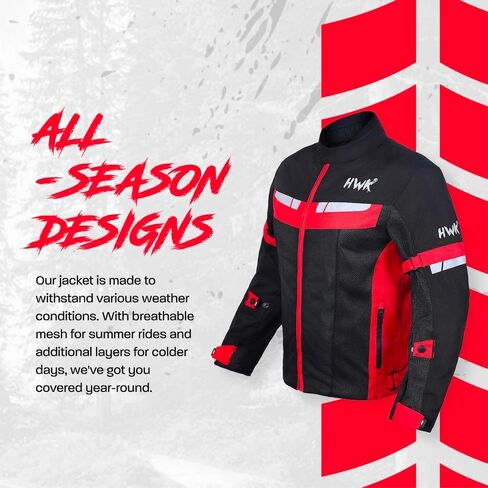 HWK Mesh Moste Motorcycle Jacket Riding Air Motorbike Jacket Riker CE Armored Breatable (XX-Large ، Red) in Kuwait