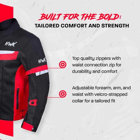 HWK Mesh Moste Motorcycle Jacket Riding Air Motorbike Jacket Riker CE Armored Breatable (XX-Large ، Red) in Kuwait