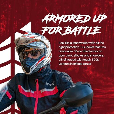 HWK Mesh Moste Motorcycle Jacket Riding Air Motorbike Jacket Riker CE Armored Breatable (XX-Large ، Red) in Kuwait