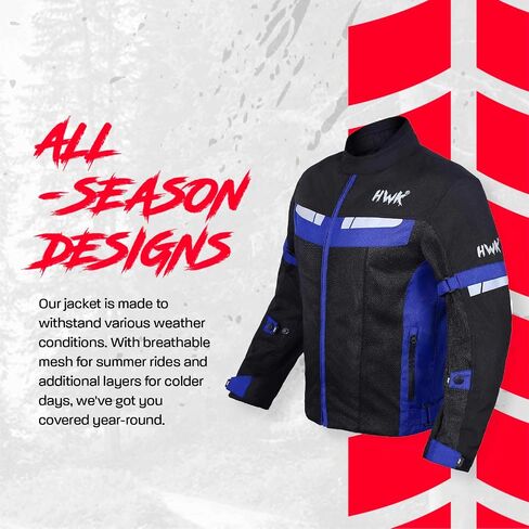 HWK Mesh Moste Motorcycle Jacket Riding Air Motorbike Jacket Riker CE Armored Breatable (XX-Large ، Red) in Kuwait