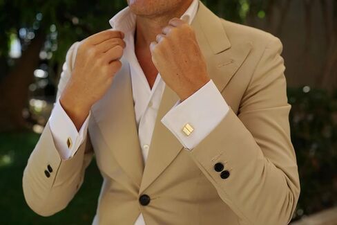 La Digue Crystal Gold Cufflinks Rhodium Plating - Cuff Links Mens - Tuxedo Buttons and Accessories in Kuwait