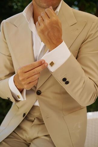 La Digue Crystal Gold Cufflinks Rhodium Plating - Cuff Links Mens - Tuxedo Buttons and Accessories in Kuwait