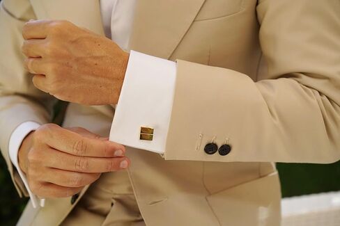 La Digue Crystal Gold Cufflinks Rhodium Plating - Cuff Links Mens - Tuxedo Buttons and Accessories in Kuwait