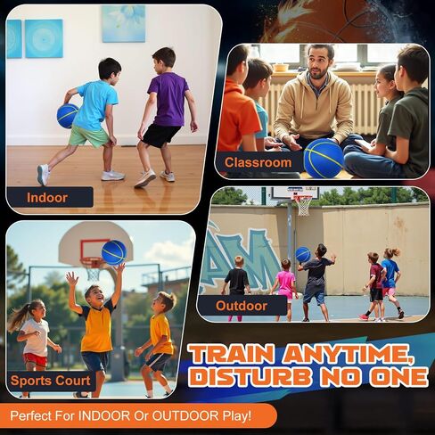 Silent Basketball Size 7 (29.5") – Grooved Airless Foam Indoor Basketball for Quiet Dribbling and Indoor Training, Pro PU Material – Achieve Real Feel Higher Bounce Quieter in Saudi Arabia