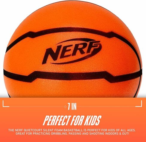 Nerf Quietcourt Silent Foam Basketball - Mini or Official Size Silent Dribbling Foam Basketball - Never Goes Flat - 7" or 29.5" - Orange in Saudi Arabia