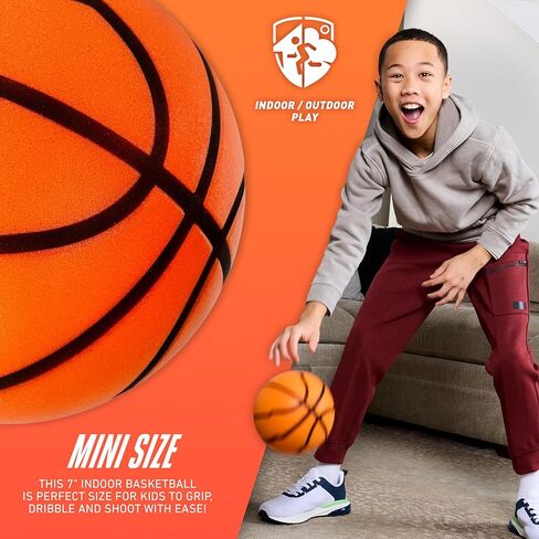 Nerf Quietcourt Silent Foam Basketball - Mini or Official Size Silent Dribbling Foam Basketball - Never Goes Flat - 7" or 29.5" - Orange in Saudi Arabia