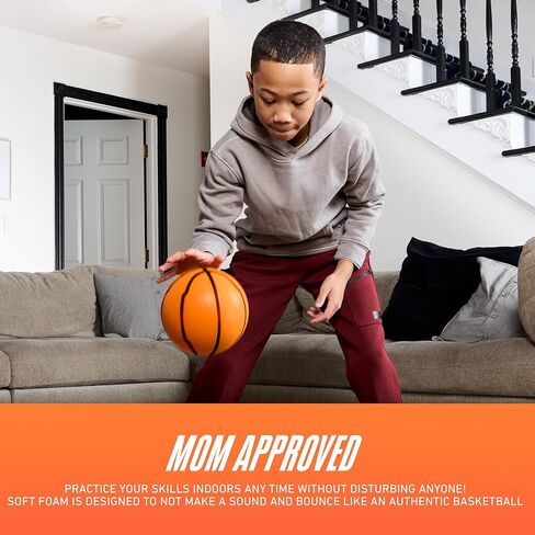 Nerf Quietcourt Silent Foam Basketball - Mini or Official Size Silent Dribbling Foam Basketball - Never Goes Flat - 7" or 29.5" - Orange in Saudi Arabia