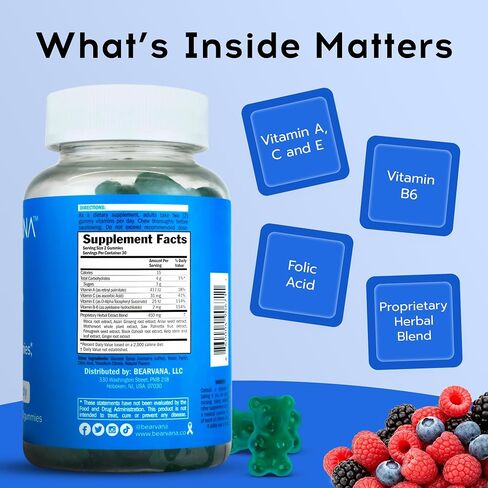BEARVANA Peach Support Gummies for Women | Fitness Supplement | Boost Confidence | 9 Herbal Extracts Including Maca Root, Fenugreek and Ginger Root | Essential Vitamins | Berry Flavor | 60 Gummies in Saudi Arabia