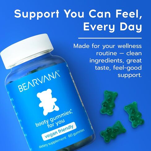 BEARVANA Peach Support Gummies for Women | Fitness Supplement | Boost Confidence | 9 Herbal Extracts Including Maca Root, Fenugreek and Ginger Root | Essential Vitamins | Berry Flavor | 60 Gummies in Saudi Arabia