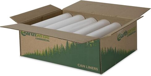 Earthsense Commercial RNW4654C CAN Liner ، 46 × 54 ، 60 GAL ، 1.2 مل ، البولي إيثيلين ، أسود (حزمة 100) in Kuwait