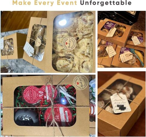 30 Pack Cookie Boxes with Window for Gift Giving – 9x6x3 Inches Bakery Boxes - Extra Thick Small Cookie Containers for Treats, Desserts, Strawberries, Cupcake, Candy, Charcuterie, Baked Goods (Brown) in Kuwait