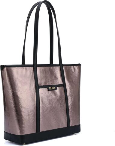 DOSHI - The Standard Large Tote - Sustainable German Kraft Paper Vegan Leather Tote Bag for Women - Floral Tote - Unique Vegan Tote Bag with Zipper Closure and Protective Feet in Saudi Arabia
