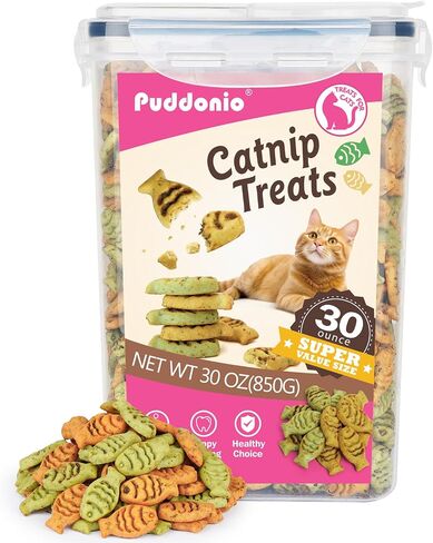 Catnip Cat Treats, Chicken & Salmon Flavor, Crunchy Bites, 16 oz in Kuwait