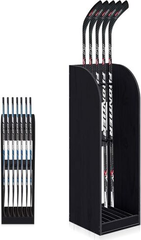 38 Inch Vertical Hockey Stick Rack Wooden Hold 7 Hockey Sticks Holder Stand Organizer for Players Display Home Garage Storage in Saudi Arabia
