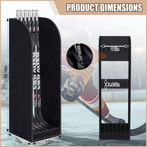 38 Inch Vertical Hockey Stick Rack Wooden Hold 7 Hockey Sticks Holder Stand Organizer for Players Display Home Garage Storage in Saudi Arabia