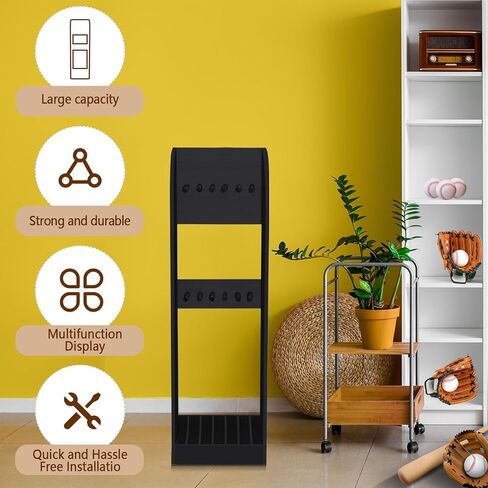 38 Inch Vertical Hockey Stick Rack Wooden Hold 7 Hockey Sticks Holder Stand Organizer for Players Display Home Garage Storage in Saudi Arabia