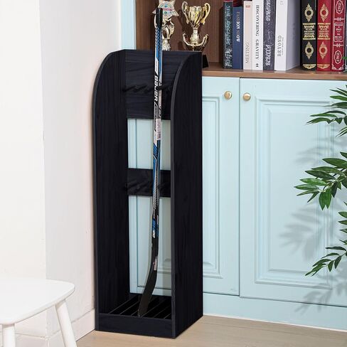 38 Inch Vertical Hockey Stick Rack Wooden Hold 7 Hockey Sticks Holder Stand Organizer for Players Display Home Garage Storage in Saudi Arabia