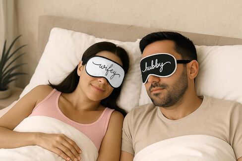 Honeymoon Sleep Masks Set | Wedding Gift for Bride and Groom | Satin Blindfolds (Hubby & Wifey) in Kuwait