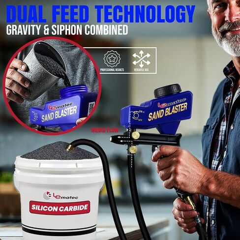 LE Lematec Sand Blaster Gun Kit for Air Compressor with Continuous Blasting; Pneumatic Tool Rust Remover for Metal and Paint Stripper in Kuwait
