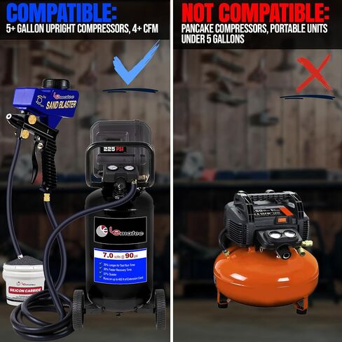 LE Lematec Sand Blaster Gun Kit for Air Compressor with Continuous Blasting; Pneumatic Tool Rust Remover for Metal and Paint Stripper in Kuwait