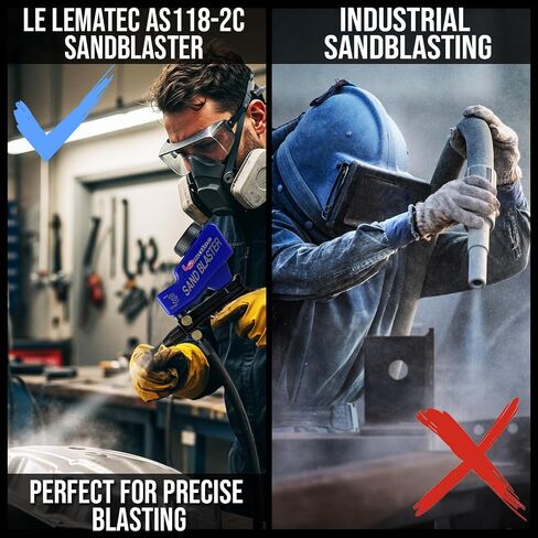 LE Lematec Sand Blaster Gun Kit for Air Compressor with Continuous Blasting; Pneumatic Tool Rust Remover for Metal and Paint Stripper in Kuwait