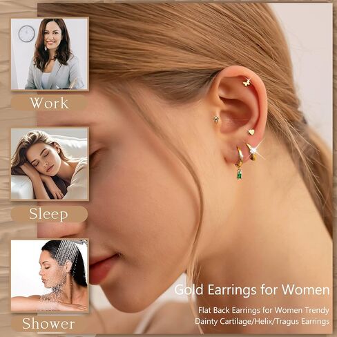 MILACOLATO Flat Back Earrings for Women Hypoallergenic Surgical Steel Earrings for Sensitive Ears Flatback Stud Earrings Screw Back Cartilage Earring Sets for Multiple Piercing 25Pcs in Saudi Arabia