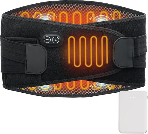 Cordless Heated Back Massager Belt – Rechargeable, 3 Heat Levels, 5 Vibration Modes, Adjustable Intensity for Muscle Relaxation & Pain Relief, Perfect for Home, Office, or Car Use in Saudi Arabia