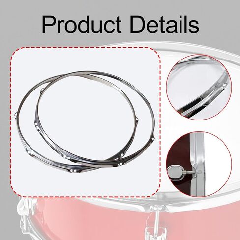Bass Drum Hoops Drum Rims 6 Hole Professional Sturdy Repair Percussion Instrument Accessories Batter Hoops for Top and Bottom, 16 inch in Saudi Arabia