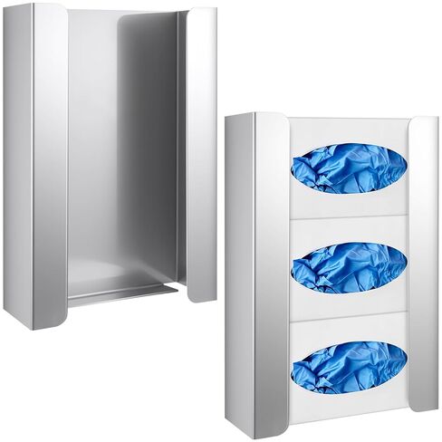 Blulu 2 Pcs Glove Box Holder/Dispenser Stainless Steel Triple Wall Mounted Glove Box Organizer, 9.84"H x 14.96"W x 3.74"D in Kuwait