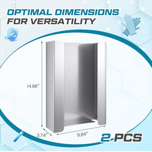 Blulu 2 Pcs Glove Box Holder/Dispenser Stainless Steel Triple Wall Mounted Glove Box Organizer, 9.84"H x 14.96"W x 3.74"D in Kuwait