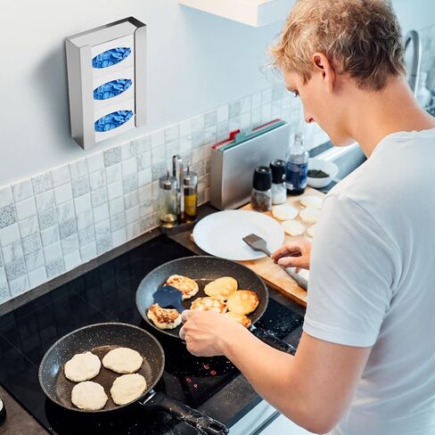 Blulu 2 Pcs Glove Box Holder/Dispenser Stainless Steel Triple Wall Mounted Glove Box Organizer, 9.84"H x 14.96"W x 3.74"D in Kuwait