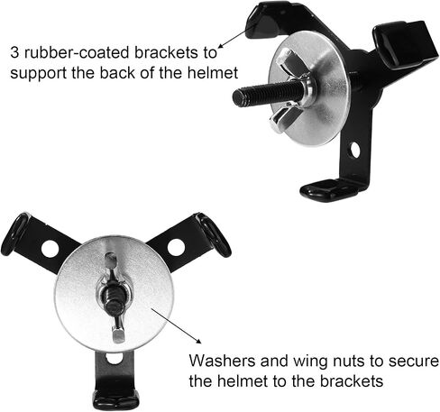 4pcs Hidden Football Helled Hallder Mount ، خوذة الركبي المعدنية الشديدة العمل المعدنية العائمة مع شماعات جبل الحائط مع الصلبة لتخزين المعدات الواقية للرياضة (الأسود) in Saudi Arabia
