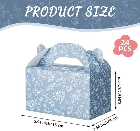 24 Pack Sage green floral Paper Gift Boxes Party Favor Gift Gable Boxes with Chinoiserie Floral Printed Candy Treat Box for Wedding Birthday Tea Bridal Shower Party in Saudi Arabia