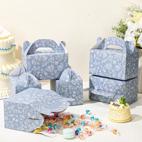 24 Pack Sage green floral Paper Gift Boxes Party Favor Gift Gable Boxes with Chinoiserie Floral Printed Candy Treat Box for Wedding Birthday Tea Bridal Shower Party in Saudi Arabia