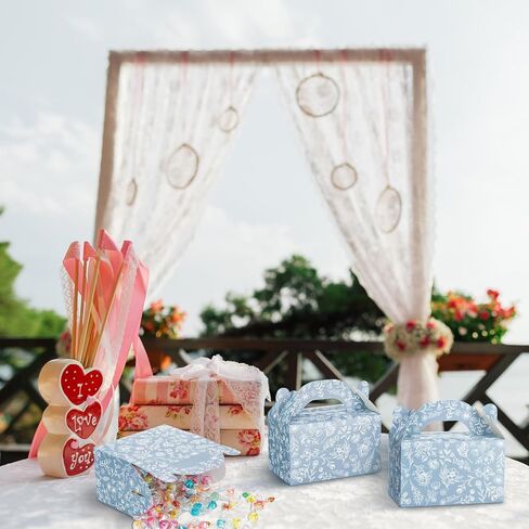 24 Pack Sage green floral Paper Gift Boxes Party Favor Gift Gable Boxes with Chinoiserie Floral Printed Candy Treat Box for Wedding Birthday Tea Bridal Shower Party in Saudi Arabia