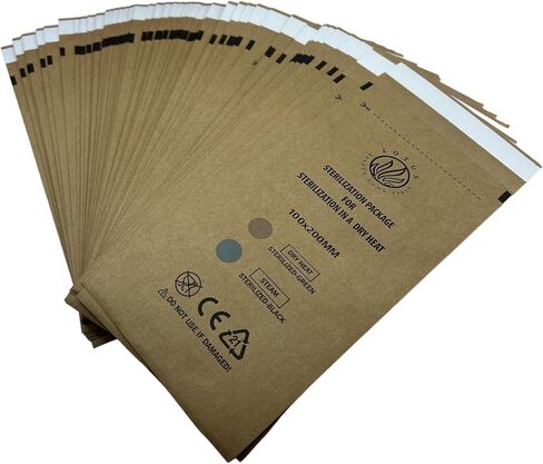100pcs حقيبة الحرارة الجافة والبخار ، أكياس الأوتوكلاف التي يمكن التخلص منها يمكن التخلص منها معقمات الأدوات للأظافر ، وملحقات حقائب تعقيم الأسنان للسماء والتجويف عن طريق الفم ، 100 × 200 ملم (1) in Saudi Arabia