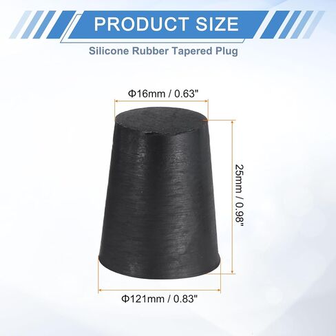 UXCELL 12 PCS قابس مدبب من المطاط السيليكون ، من 10 مم إلى 15 مم سدادات مطاطية صلبة عالية درجة الحرارة عالية درجة الحرارة لمقابس الفتحة ، الرش ، الطلاء ، حماية الطلاء ، الأسود ، 25 ملم in Kuwait