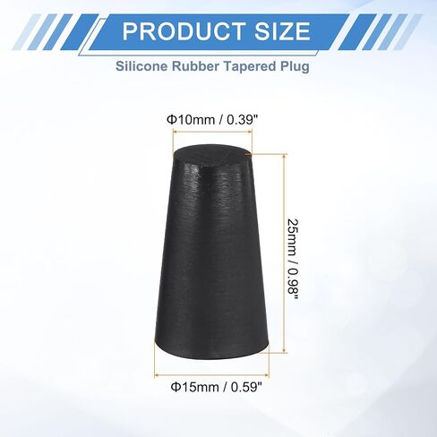 UXCELL 12 PCS قابس مدبب من المطاط السيليكون ، من 10 مم إلى 15 مم سدادات مطاطية صلبة عالية درجة الحرارة عالية درجة الحرارة لمقابس الفتحة ، الرش ، الطلاء ، حماية الطلاء ، الأسود ، 25 ملم in Kuwait
