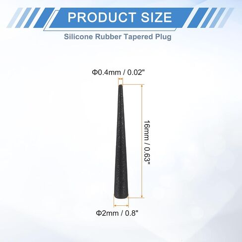 UXCELL 12 PCS قابس مدبب من المطاط السيليكون ، من 10 مم إلى 15 مم سدادات مطاطية صلبة عالية درجة الحرارة عالية درجة الحرارة لمقابس الفتحة ، الرش ، الطلاء ، حماية الطلاء ، الأسود ، 25 ملم in Saudi Arabia