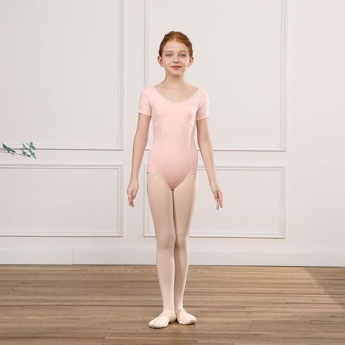 Girls Short-Sleeve Dance Leotards for Ballet & Gymnastics in Kuwait