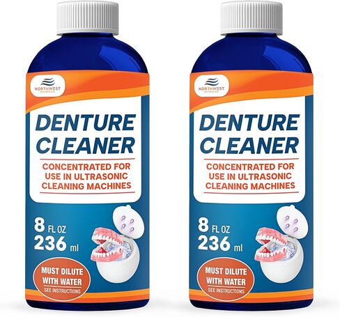Ultrasonic Denture Cleaner - Denture Cleaner for All Types of Dentures - Denture Cleaning Solution Removes Stains, Plaque, Grime, and Build-up (16 Ounces) in Kuwait