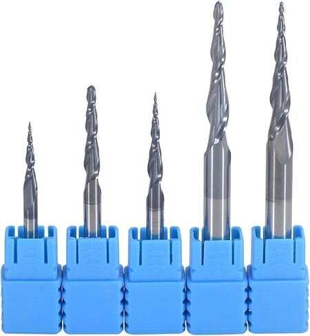 10Pcs/lot 3.175mm 4mm 6mm 2 Flute Ball Nose Tapered Milling Cutter Solid Carbide Taper End Mill CNC Router Bits for Wood Metal(3.175xR1.0x15x38L) in Kuwait