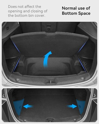 Trunk Organizer for 2024 2025 Tesla Model 3 Highland Accessories Rear Trunk Storage Bins Side Box with Lids for 2025 2024 Model 3 Interior Accessories TPE Material Waterproof Odorless 2 PCS in Kuwait