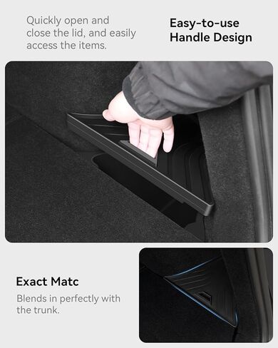 Trunk Organizer for 2024 2025 Tesla Model 3 Highland Accessories Rear Trunk Storage Bins Side Box with Lids for 2025 2024 Model 3 Interior Accessories TPE Material Waterproof Odorless 2 PCS in Kuwait