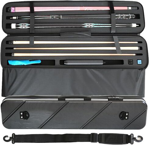 Hard PC 3X3 Pool Cue Case - Durable Shockproof Design, Holds 3 Cues,Portable with Adjustable Shoulder Strap, Ideal for Pool Enthusiasts and Professional Players in Kuwait