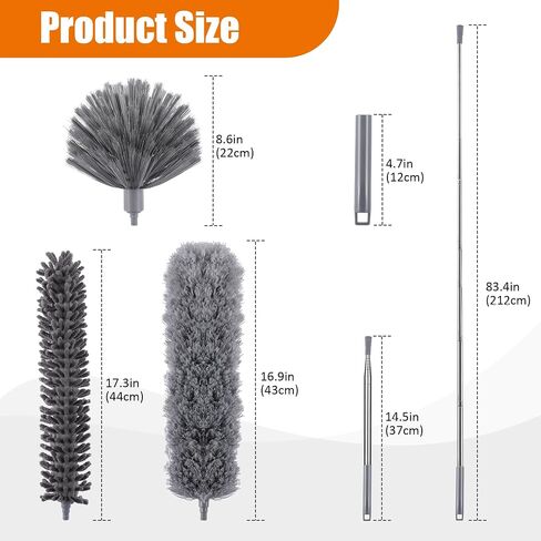 4 PCS الألياف الدقيقة Cobweb Duster مع عمود قابل للتمديد بحجم 100 بوصة ، طقم Duster لتنظيف الريش القابل للغسل وقابل لإعادة الاستخدام مع 3 رؤوس منفض in Saudi Arabia
