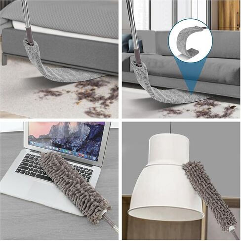 4 PCS الألياف الدقيقة Cobweb Duster مع عمود قابل للتمديد بحجم 100 بوصة ، طقم Duster لتنظيف الريش القابل للغسل وقابل لإعادة الاستخدام مع 3 رؤوس منفض in Kuwait