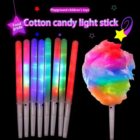 100 PCS LED Cotton Candy Candy ، عصي حلوى القطن المتوهجة ، 8 أنماط ملونة LED Cotton Candy Glow العصي لصانع حلوى القطن ، السلامة القابلة لإعادة الاستخدام المواد الدراسية المادة مارشمية العصي in Kuwait