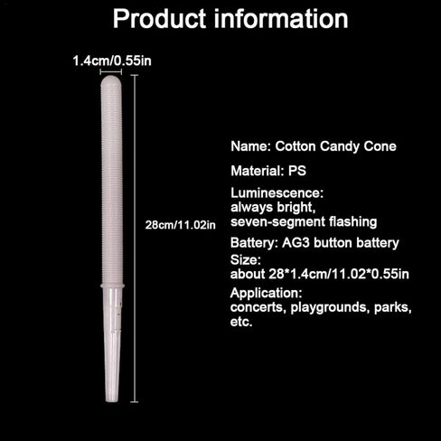 100 PCS LED Cotton Candy Candy ، عصي حلوى القطن المتوهجة ، 8 أنماط ملونة LED Cotton Candy Glow العصي لصانع حلوى القطن ، السلامة القابلة لإعادة الاستخدام المواد الدراسية المادة مارشمية العصي in Kuwait